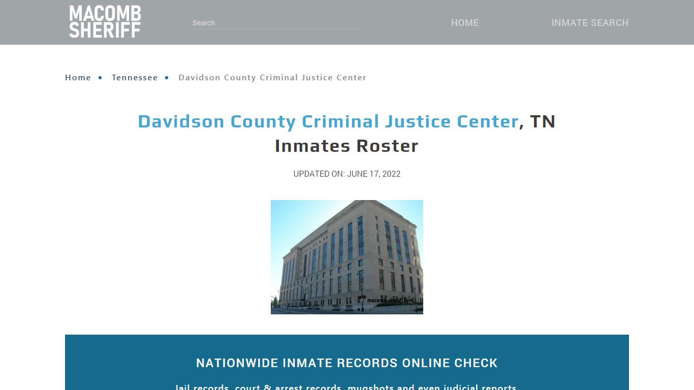 Davidson County Criminal Justice Center, TN Jail Roster ...
